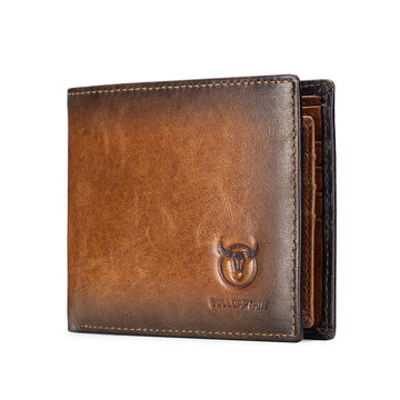 Leather Wallet for Men RFID Blocking Slim Bifold Wallet with 2 ID Windows