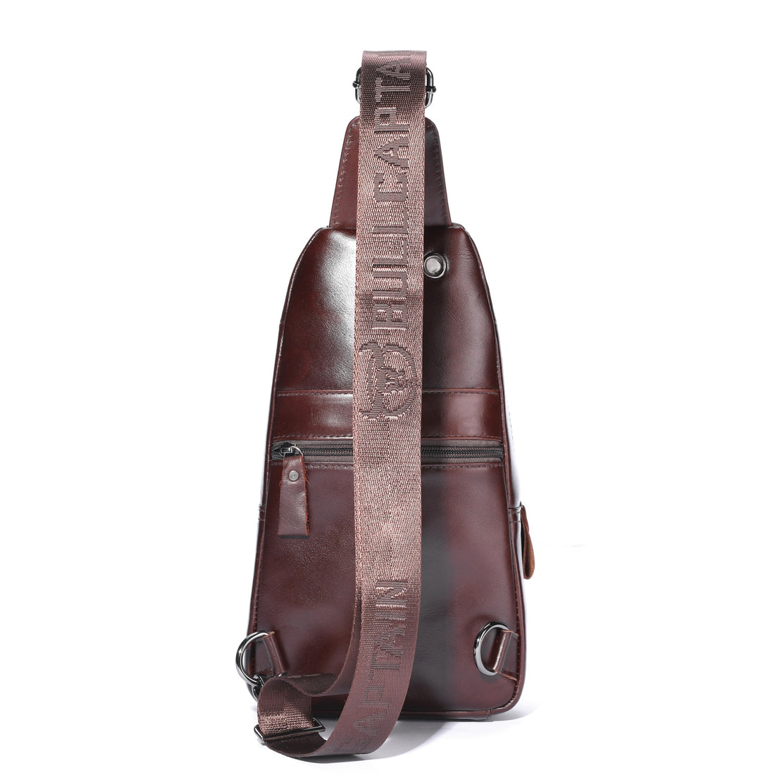 Men’s Vintage Leather Chest Bag with USB Charging Port