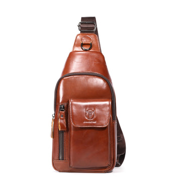 Leather Week Men’s Chest Sling Backpack