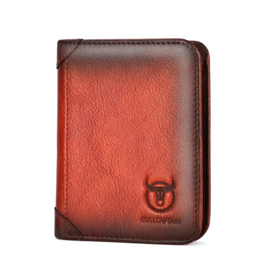 Vintage Rub-Color Leather Wallet RFID Blocking
