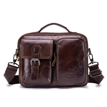 Men’s Leather Crossbody Shoulder Small Briefcase Messenger Bag