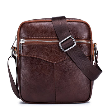 Soft Leather Men’s Crossbody Zipper Shoulder Messenger Bag