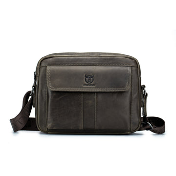 Men’s Leather 10" Crossbody Zipper Shoulder Messenger Bag